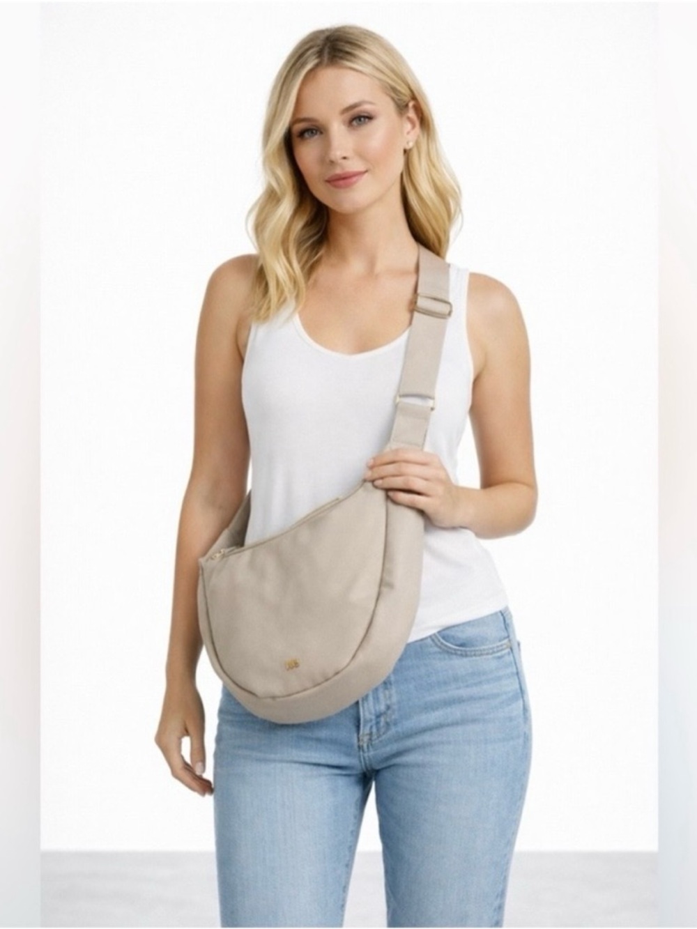 July Cream Everyday Crescent Bag Casual Hobo Bag with Adjustable Strap